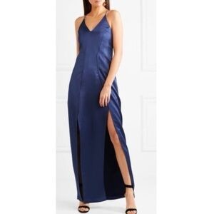 🏷️ NWT Halston Heritage Mesh Back V-Neck Satin Slip Evening Gown